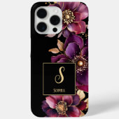 Coques Case-Mate iPhone Élégant Floral Monogramme Noir (Verso)
