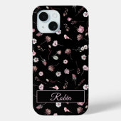 Coques Case-Mate iPhone Élégant floral noir personnalisé (Verso)