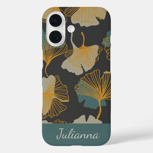 Coques Case-Mate iPhone Élégant Ginkgo Feuille Automne Script Personnalisé (Verso)