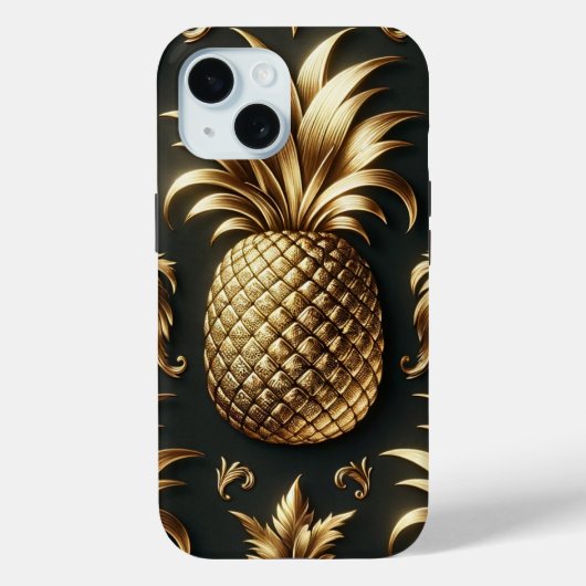 Coques Case-Mate iPhone Élégant Glam Black & Gold Tropical Pineappy (Verso)