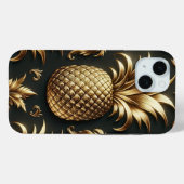 Coques Case-Mate iPhone Élégant Glamour Noir et Or Tropical Pineapple (Verso (horizontal))
