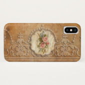 Coques Case-Mate iPhone Élégant Gold Embossé Style Filigree et Rose (Dos (Horizontal))
