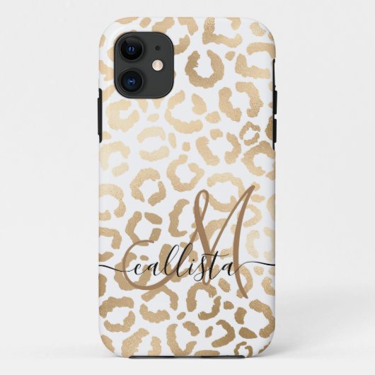 Coques Case-Mate iPhone Elegant Gold White Leopard Cheetah Animal Print (Dos)