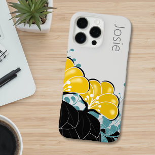 Coques iPhone 16 Pro Max Elegant Golden Camellias Ajouter un nom