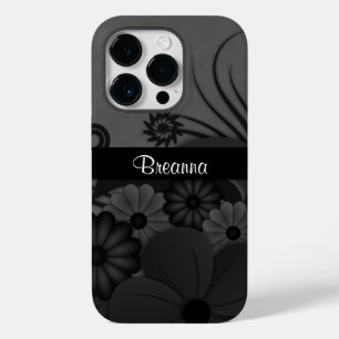 Coque Pour iPhone 14 Pro Élégant Gothique Moderne Noir Hibiscus Floral To