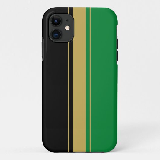 Coques Case-Mate iPhone Élégant goût Black Kelly Green Racing Stripes (Dos)