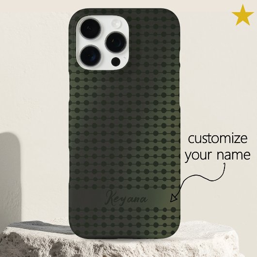 Coques Case-Mate iPhone Elegant Green Metal Dots Line Pattern Custom Name