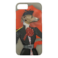 Elégant Greyhound et parapluie rouge
