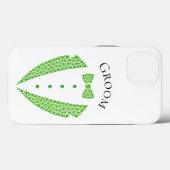Coques Case-Mate iPhone Elégant Groom Tuxedo Green Typography Mariage (Verso (horizontal))
