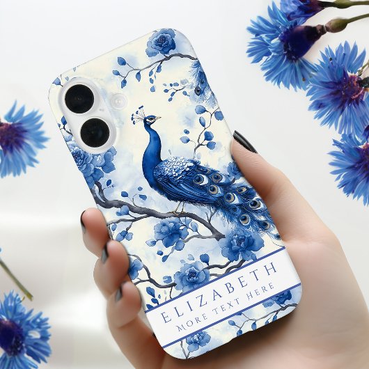 Coques Case-Mate iPhone Elégant Hollandais Delft Blue Floral Peacock Aquar