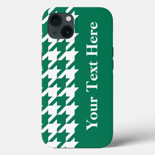 Coques Case-Mate iPhone Elegant Houndstooth Emerald avec texte personnalis (Verso)