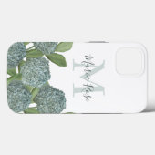 Coques Case-Mate iPhone Élégant Hydrangea Floral Monogramme Personnalisé (Verso (horizontal))