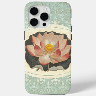 Coque iPhone 15 Pro Max Élégant imprimé botanique Vintage de Lotus Blossom