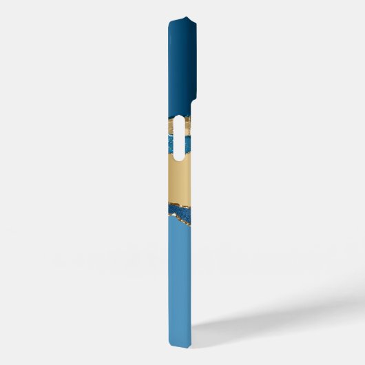 Coques Case-Mate iPhone Élégant Indigo Blue Agate Gold Sequins (Verso / Droite)