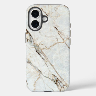 Coques iPhone 16 Élégant intemporel blanc marbré gris pierre
