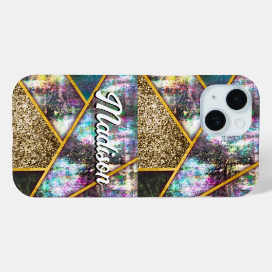 Coques Case-Mate iPhone Élégant iridescente girométrique (Verso (horizontal))