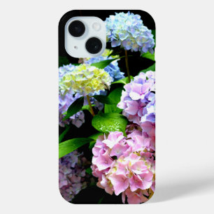Coque Pour iPhone 15 Elégant jardin Hydrangea rose bleu violet fleuri