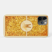Coques Case-Mate iPhone Élégant Jaune Orange Pailleté Monogrammé (Dos (Horizontal))