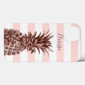 Coques Case-Mate iPhone Élégant joli rose d'ananas et de bande rose (Verso (horizontal))