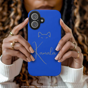 Coques iPhone 16 Élégant Kamala Harris Blue Minimalisme Personnalis