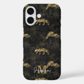 Coques Case-Mate iPhone Élégant léopard Art Déco noir et or (Verso)