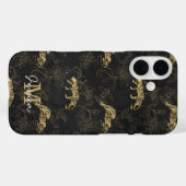 Coques Case-Mate iPhone Élégant léopard Art Déco noir et or (Verso (horizontal))