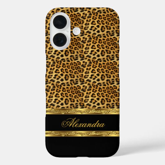 Coques Case-Mate iPhone Élégant léopard sauvage noir et or (Verso)
