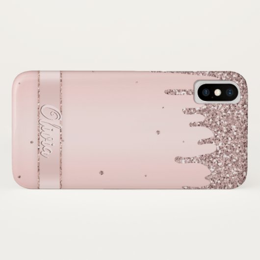Coques Case-Mate iPhone Élégant liquide de parties scintillant rose vif (Dos (Horizontal))