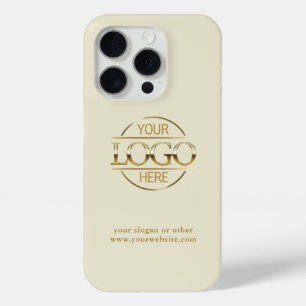 Coque iPhone 15 Pro Élégant Logo Commercial Beige Personnalisé Profess