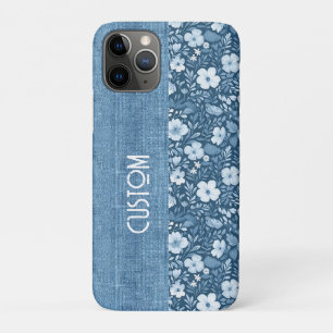 Case-Mate iPhone Case Élégant look Botanique Bleu Faux Denim