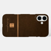 Coques Case-Mate iPhone Elégant look en cuir doré élégant monogrammed (Verso (horizontal))