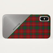 Coques Case-Mate iPhone Élégant look rouge & vert plaid & aluminium (Dos (Horizontal))