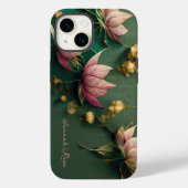 Coques Case-Mate iPhone Élégant Lotus Floral Rose & Or | Monogramme (Verso)