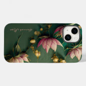 Coques Case-Mate iPhone Élégant Lotus Floral Rose & Or | Monogramme (Verso (horizontal))