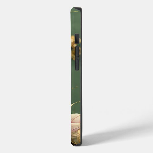 Coques Case-Mate iPhone Élégant Lotus Floral Rose & Or | Monogramme (Verso / Gauche)