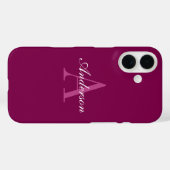 Coques Case-Mate iPhone Élégant Magenta Rouge, rose & blanc Nom & Monogram (Verso (horizontal))