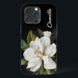 Case-Mate iPhone Case Élégant Magnolia Floral Personnalisé<br><div class="desc">Illustration Elegant Magnolia sur un arrière - plan noir aquarelle. Modifiez le nom en cliquant sur Personnaliser.</div>