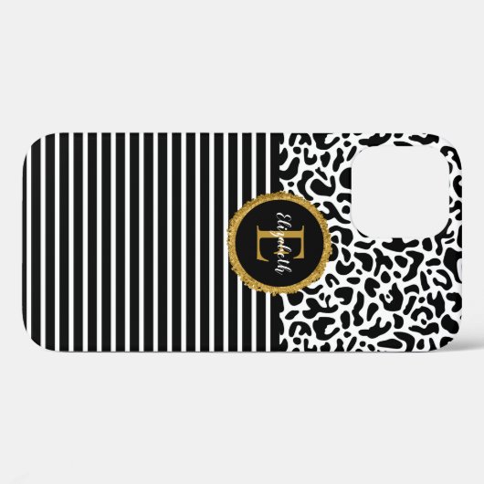 Coques Case-Mate iPhone Élégant Manche d'ordinateur portable Léopard Noir (Verso (horizontal))