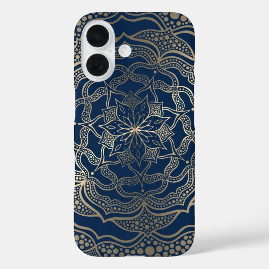 Coques Case-Mate iPhone Elégant Mandala Art Boho Gold et Navy Blue Luxury (Verso)
