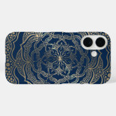Coques Case-Mate iPhone Elégant Mandala Art Boho Gold et Navy Blue Luxury (Verso (horizontal))