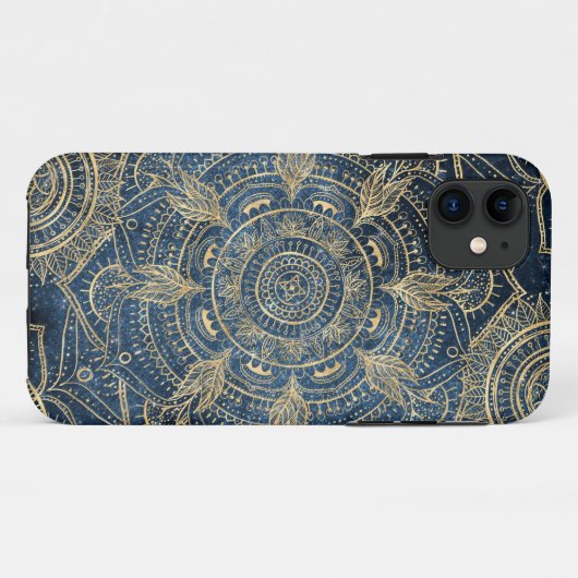 Coques Case-Mate iPhone Elégant Mandala Blue Whimsy Design (Dos (Horizontal))