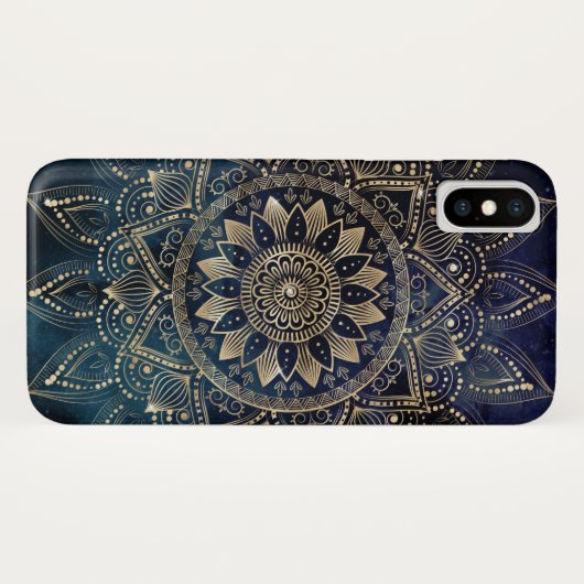 Coques Case-Mate iPhone Elégant Mandala Gold Blue Galaxy (Dos (Horizontal))