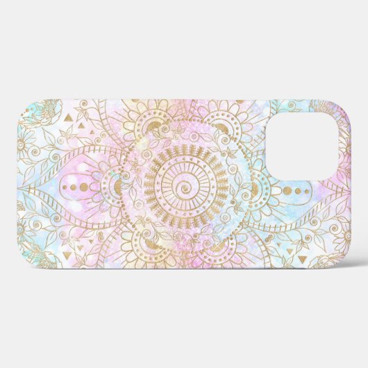 Coques Case-Mate iPhone Elégant Mandala Or & Holographic Parties scintilla (Verso (horizontal))