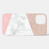 Coques Case-Mate iPhone Elégant marbre de parties scintillant en or rose g (Verso (horizontal))