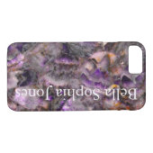 Coques Case-Mate iPhone Élégant marbre de quartz violet monogrammé (Dos (Horizontal))