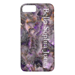 Coque Case-Mate Pour iPhone Élégant marbre de quartz violet monogrammé