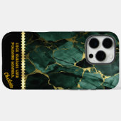Coques Case-Mate iPhone Élégant marbre émeraude avec détails dorés (Verso (horizontal))