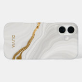 Coques Case-Mate iPhone Élégant Marbre Et Parties scintillant Or Nom Perso (Verso (horizontal))
