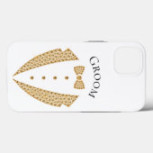 Coques Case-Mate iPhone Elégant Mariage de typographie or Groom Tuxedo (Verso (horizontal))
