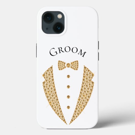 Coques Case-Mate iPhone Elégant Mariage de typographie or Groom Tuxedo (Verso)